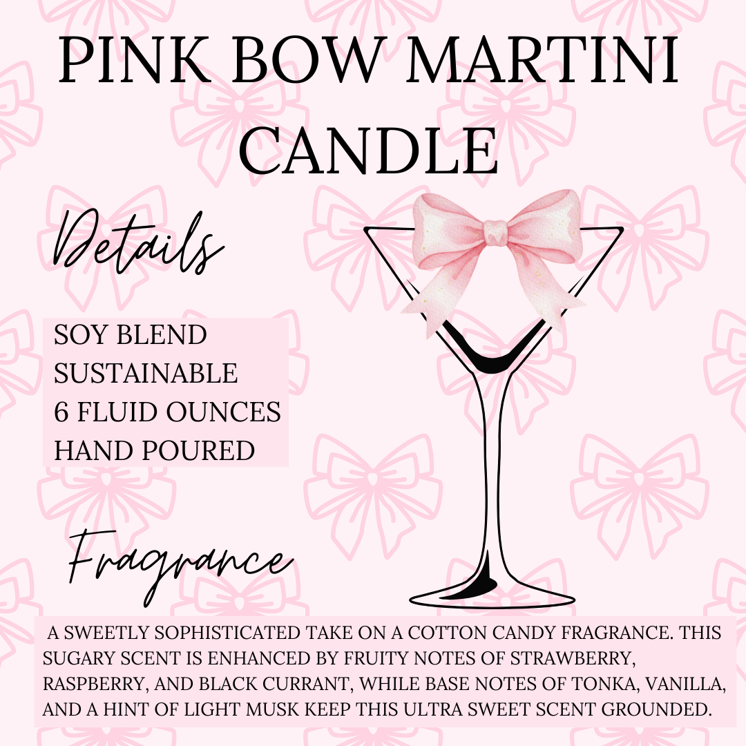 Pink Bow Martini Candle