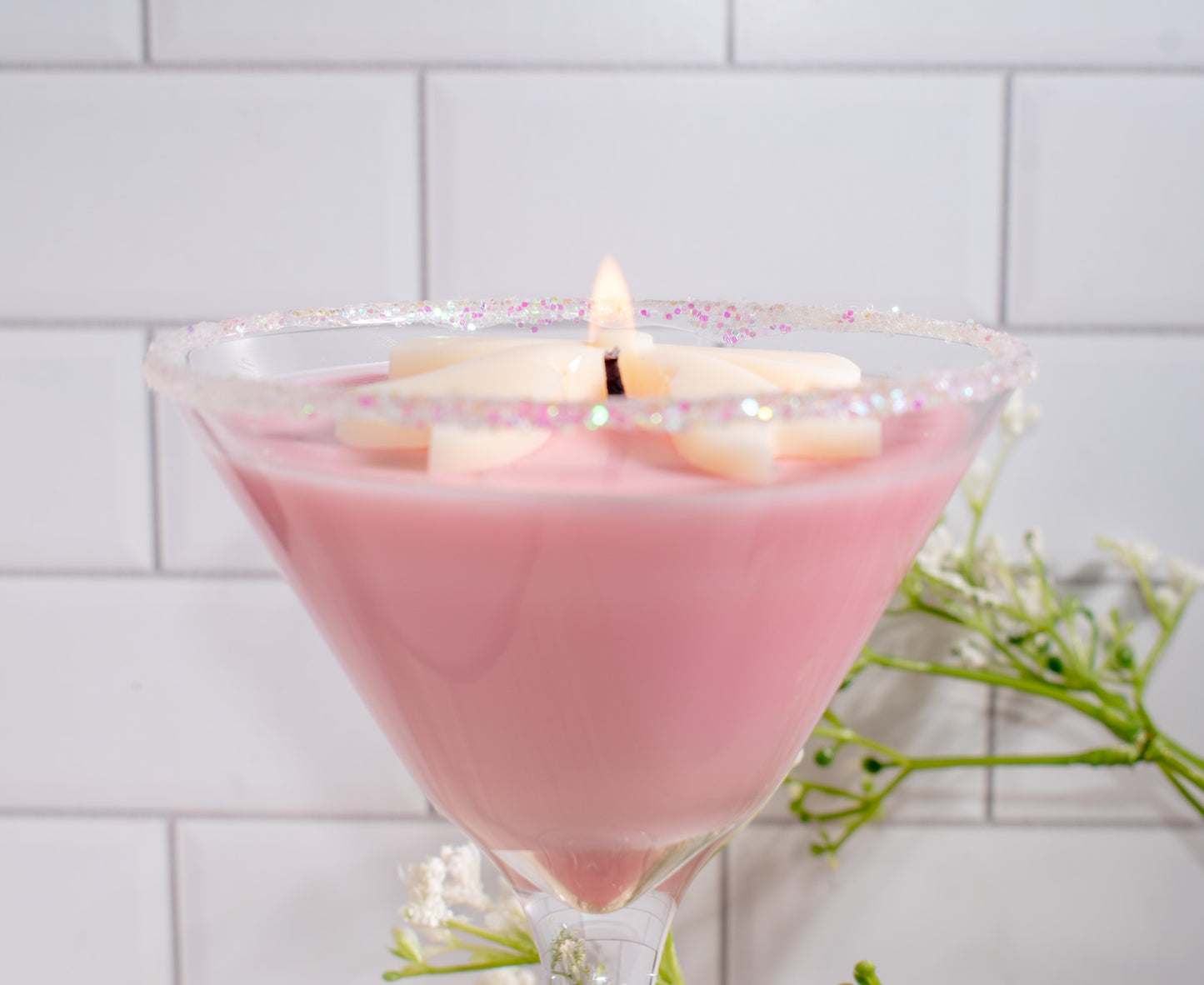 Pink Bow Martini Candle