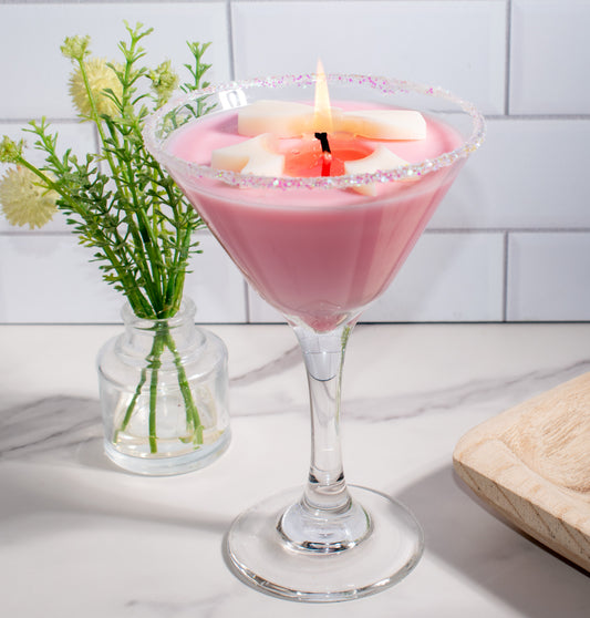 Pink Bow Martini Candle